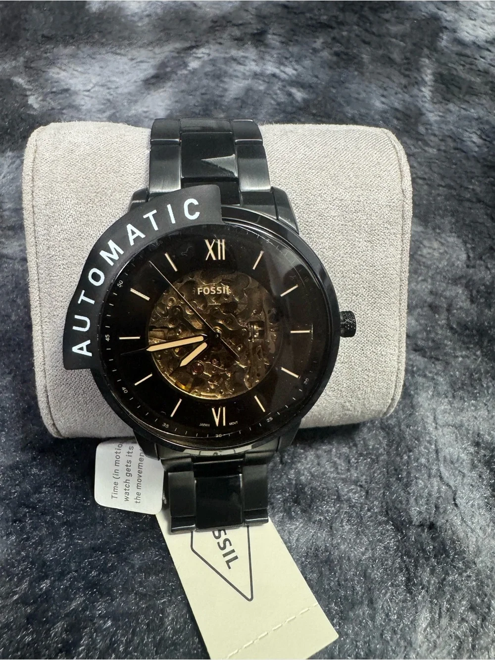 NEW: Fossil Black and Gold Skeleton Automatic Watch